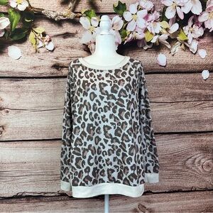 Women’s Cotton Multicolored Cheetah Print Comfy Relaxed Fit Sweatshirt XL